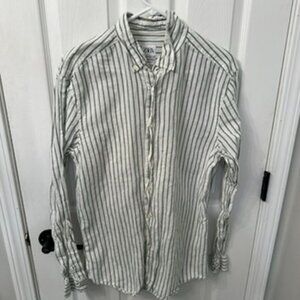 Men's Zara green and white button-down